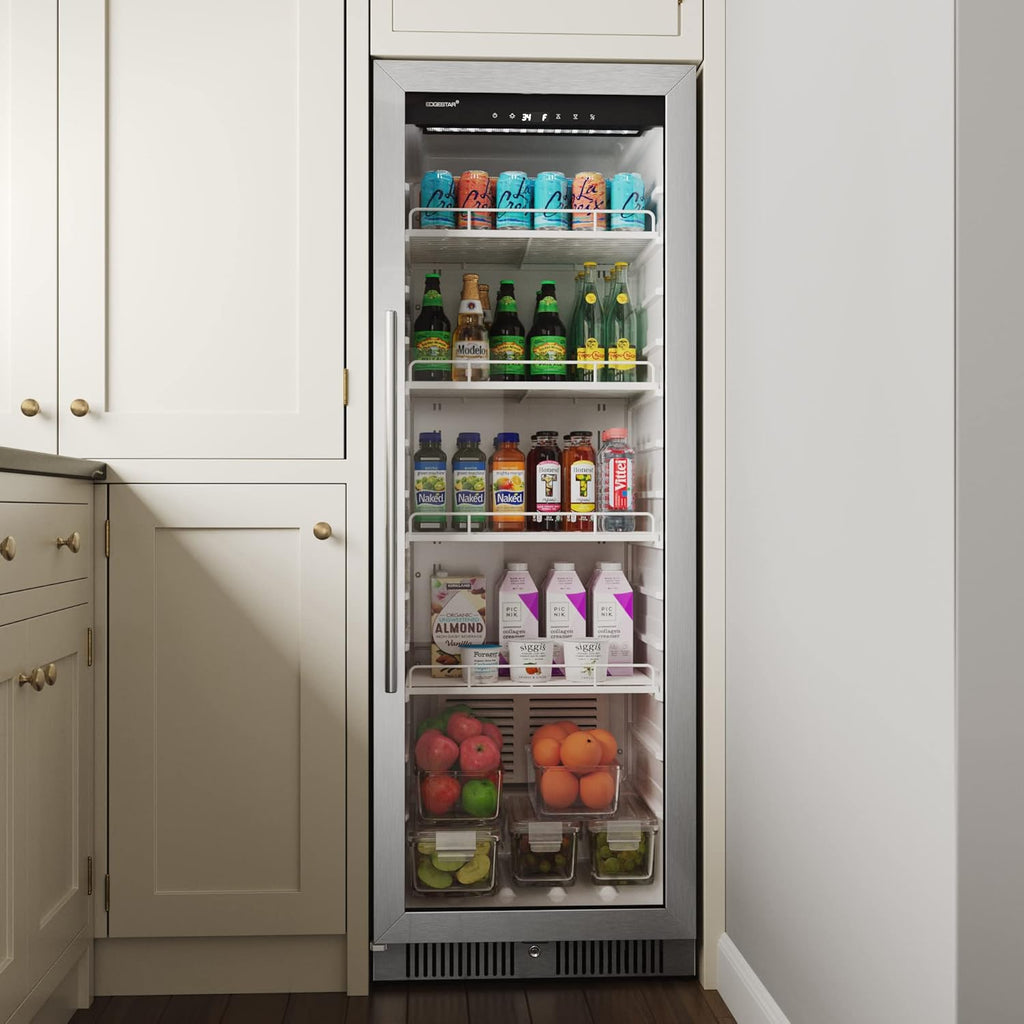 EdgeStar VBM101 22" Wide 10.1 Cu. Ft. Commercial Beverage Merchandiser – Stainless Steel, Temp Alarm, Reversible Door