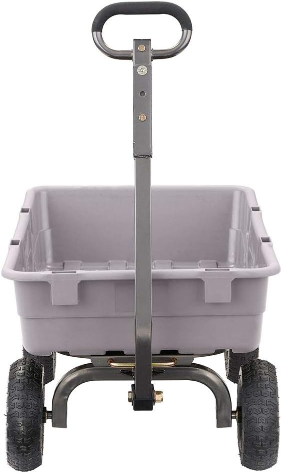 Heavy Duty Poly Utility Dump Wagon Garden Cart w/Pneumatic Tires, 6 Cu Ft - 1200 lb Capacity Outdoor Wheelbarrow for Yard, Landscaping & Gardening, Lawn Tractor or ATV Towable-Gorilla Carts