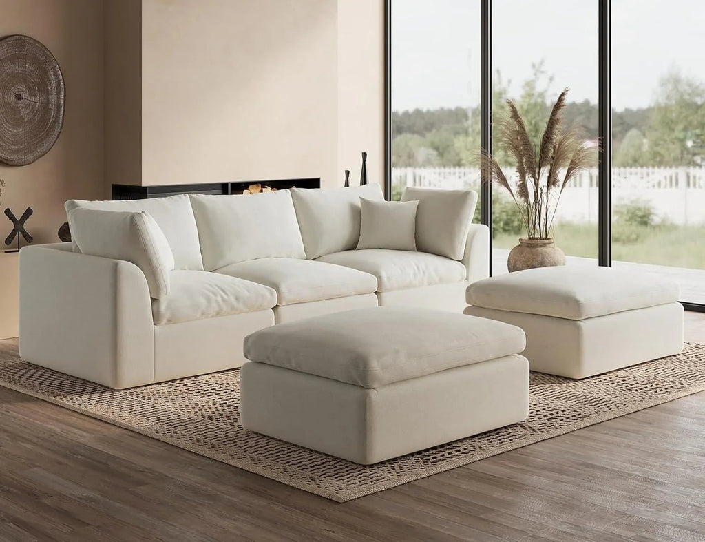 110 inch cloud sectional sofa for living room convertible L-shaped sofa 3 seater sectional sofa