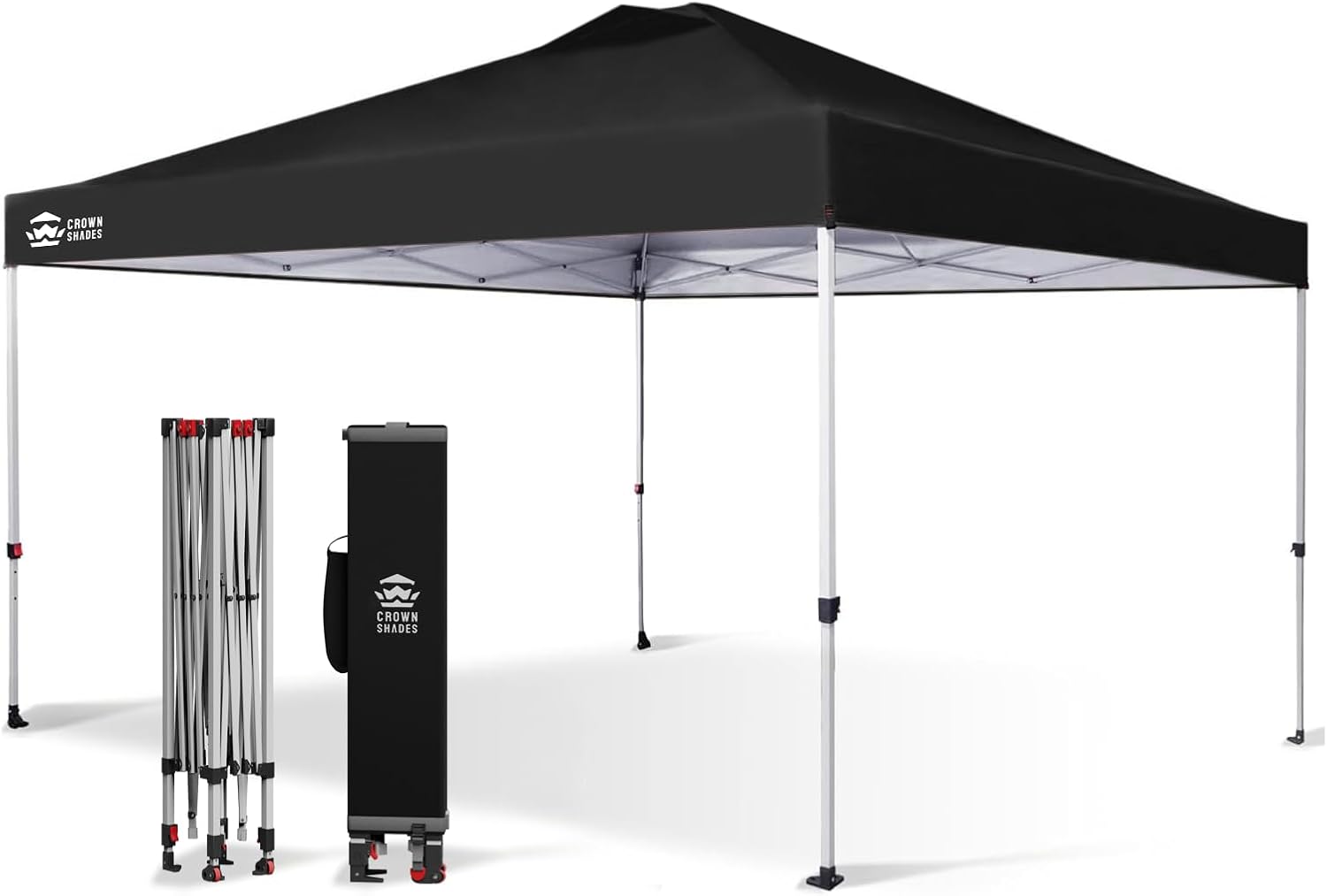 10x10 Pop-Up Awning - One-Click Installation Beach Tent - Outdoor Sunshade Silver Coated Top, 3 Heights and 4 Sand Pockets