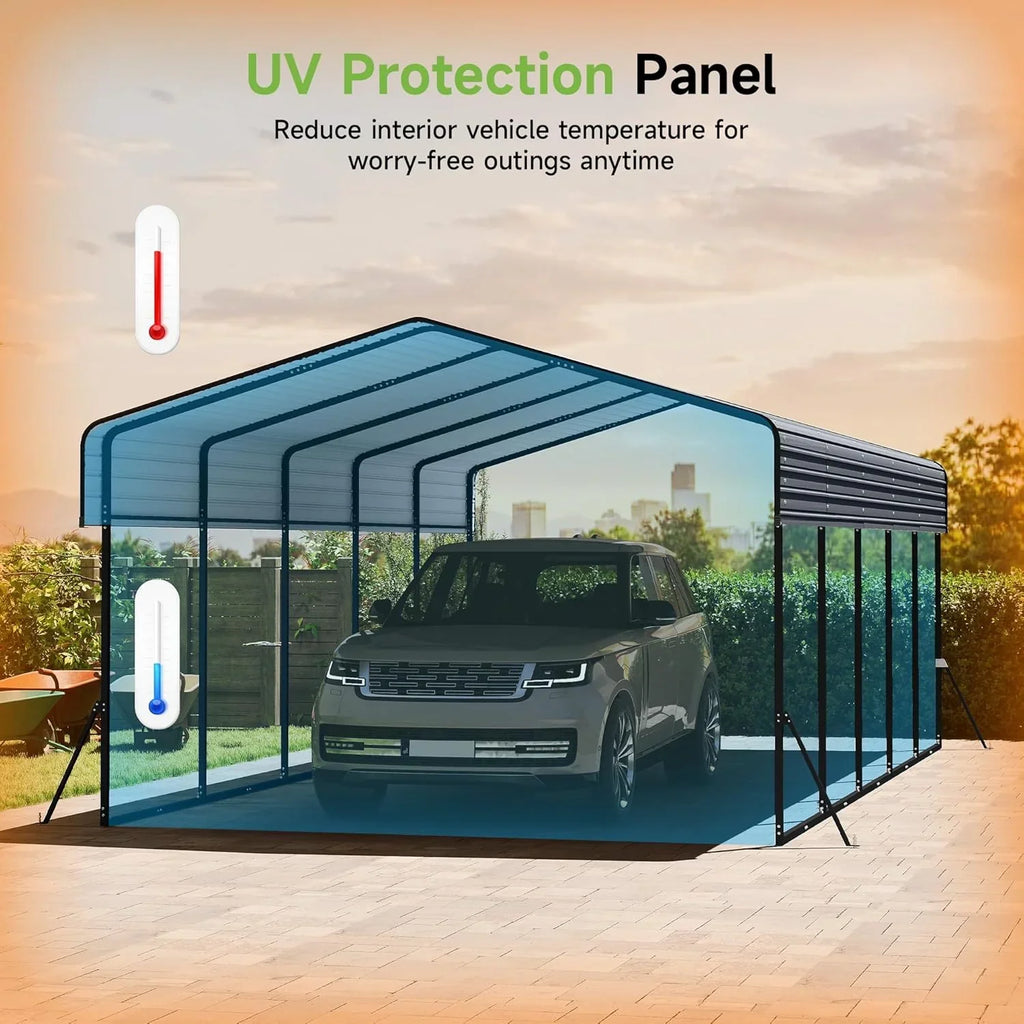 10x15 Heavy Duty Metal Carport Outdoor Garage Car Shelter Shade with Heavier Frame