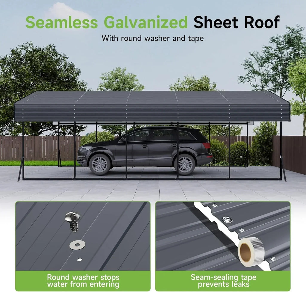 10x15 Heavy Duty Metal Carport Outdoor Garage Car Shelter Shade with Heavier Frame