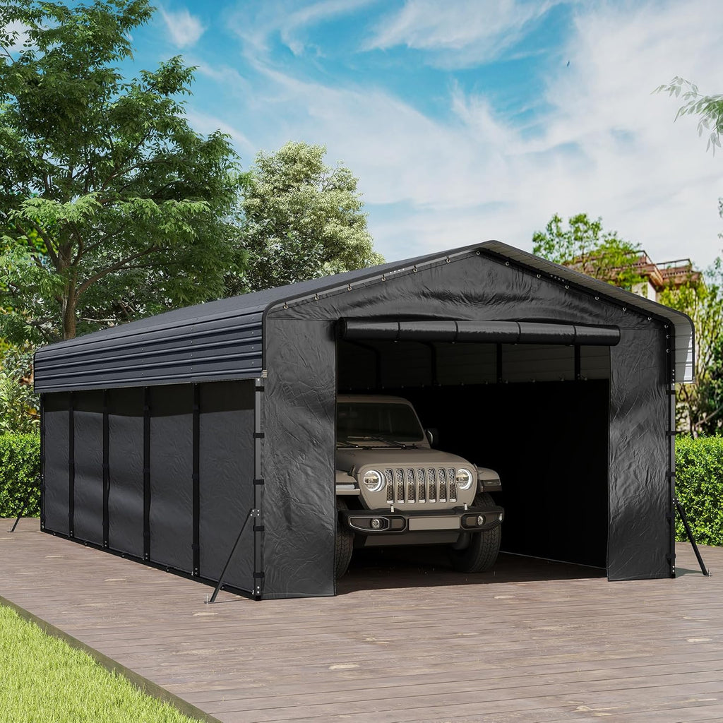10x15 Heavy Duty Metal Carport Outdoor Garage Car Shelter Shade with Heavier Frame