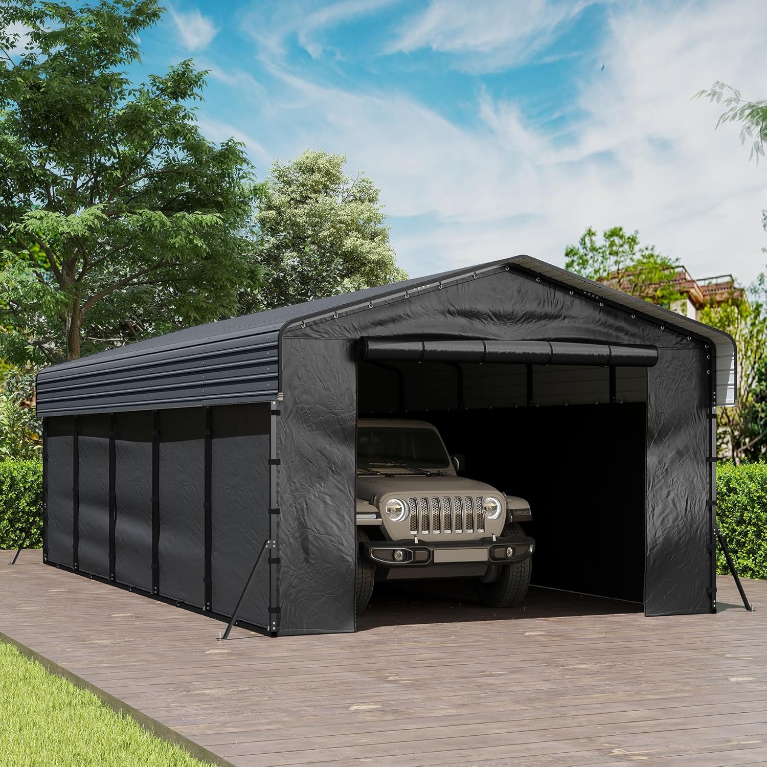 10x15 Heavy Duty Metal Carport Outdoor Garage Car Shelter Shade with Heavier Frame