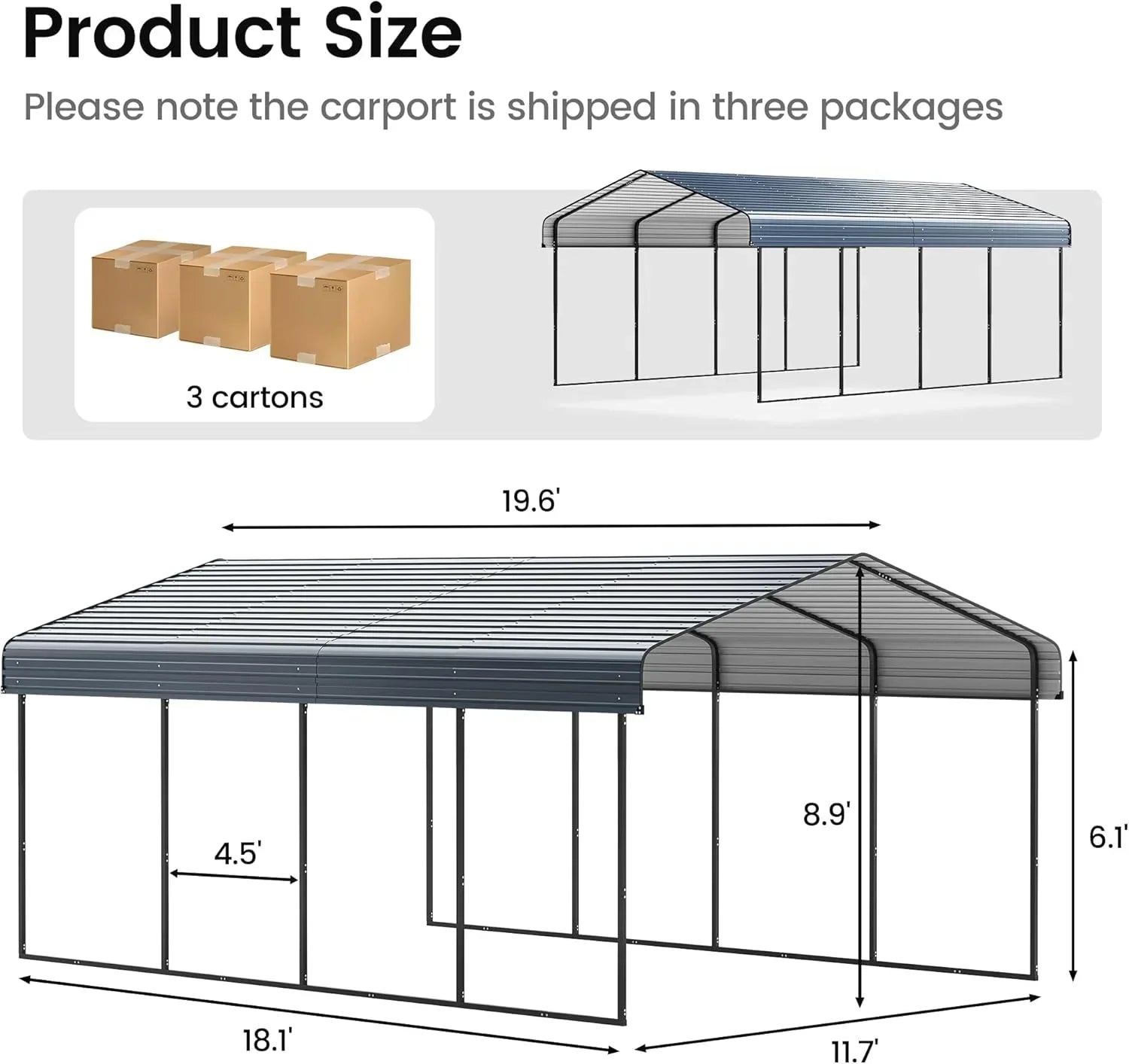 10x15 Heavy Duty Metal Carport Outdoor Garage Car Shelter Shade with Heavier Frame