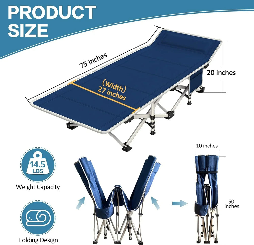2-Pack Camping Cots with Mattress Comfortable Folding Bed Heavy Duty Baby Cot