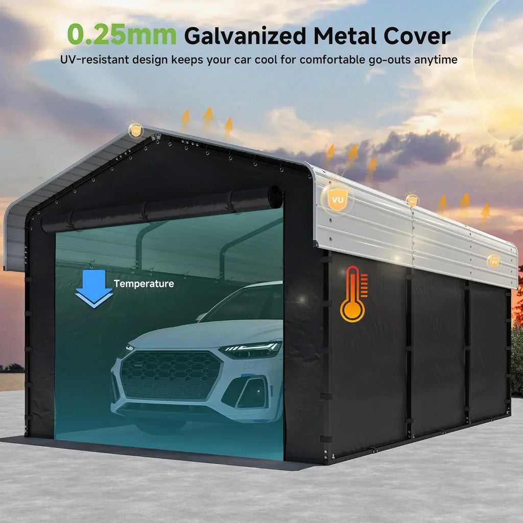 10x15 Heavy Duty Metal Carport Outdoor Garage Car Shelter Shade with Heavier Frame