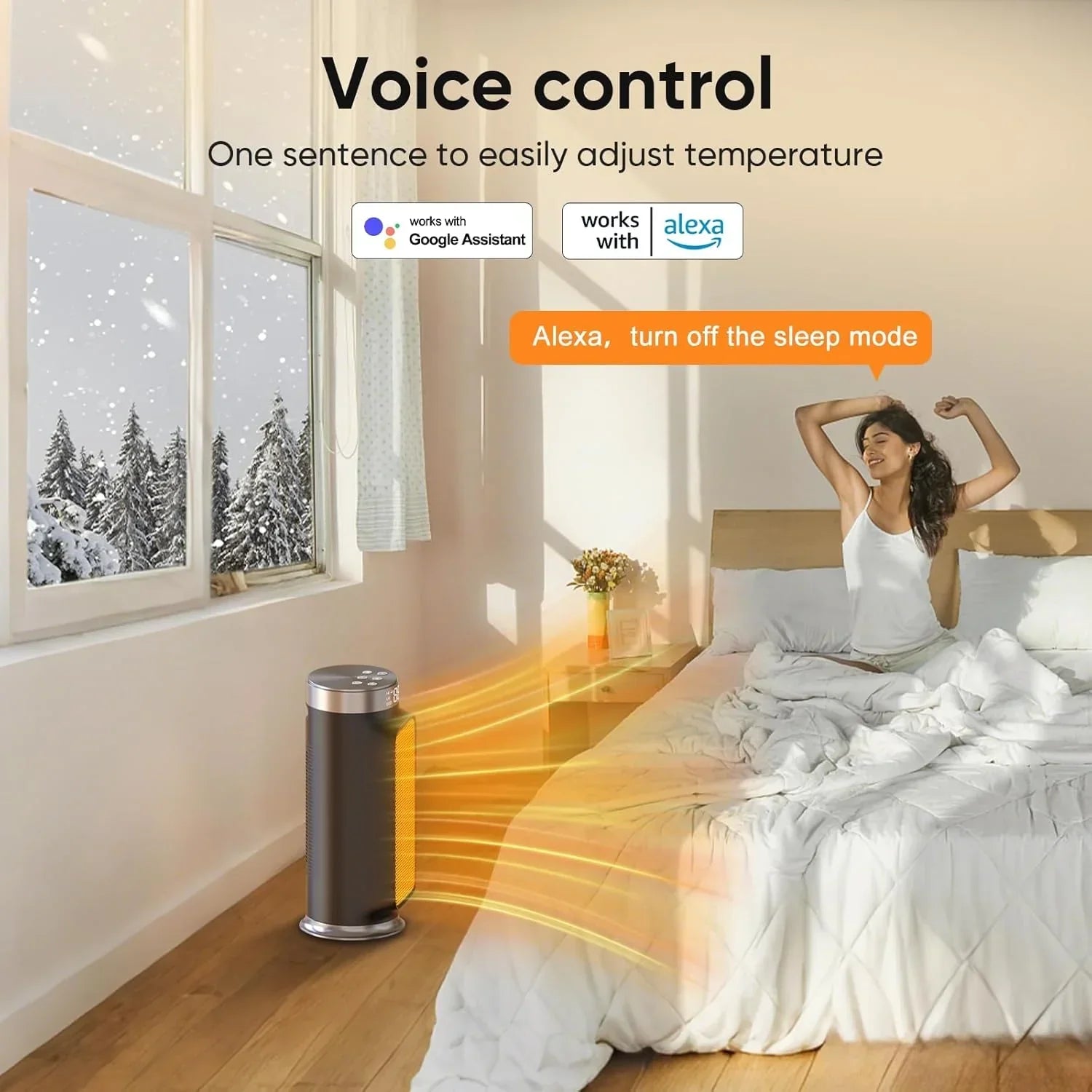 1500W Indoor Space Heater Smart PTC Electric Heater with Wifi App and Remote Control Overheat