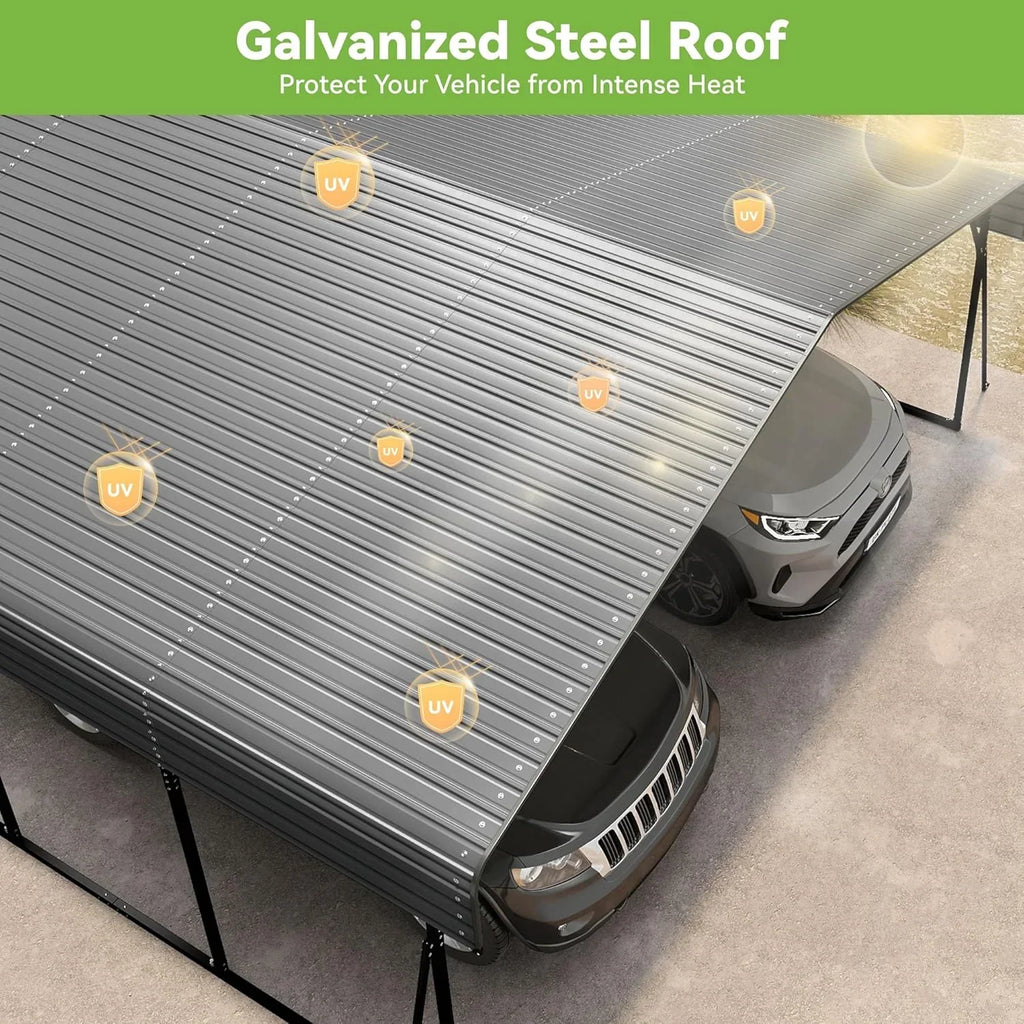 10x15 Heavy Duty Metal Carport Outdoor Garage Car Shelter Shade with Heavier Frame
