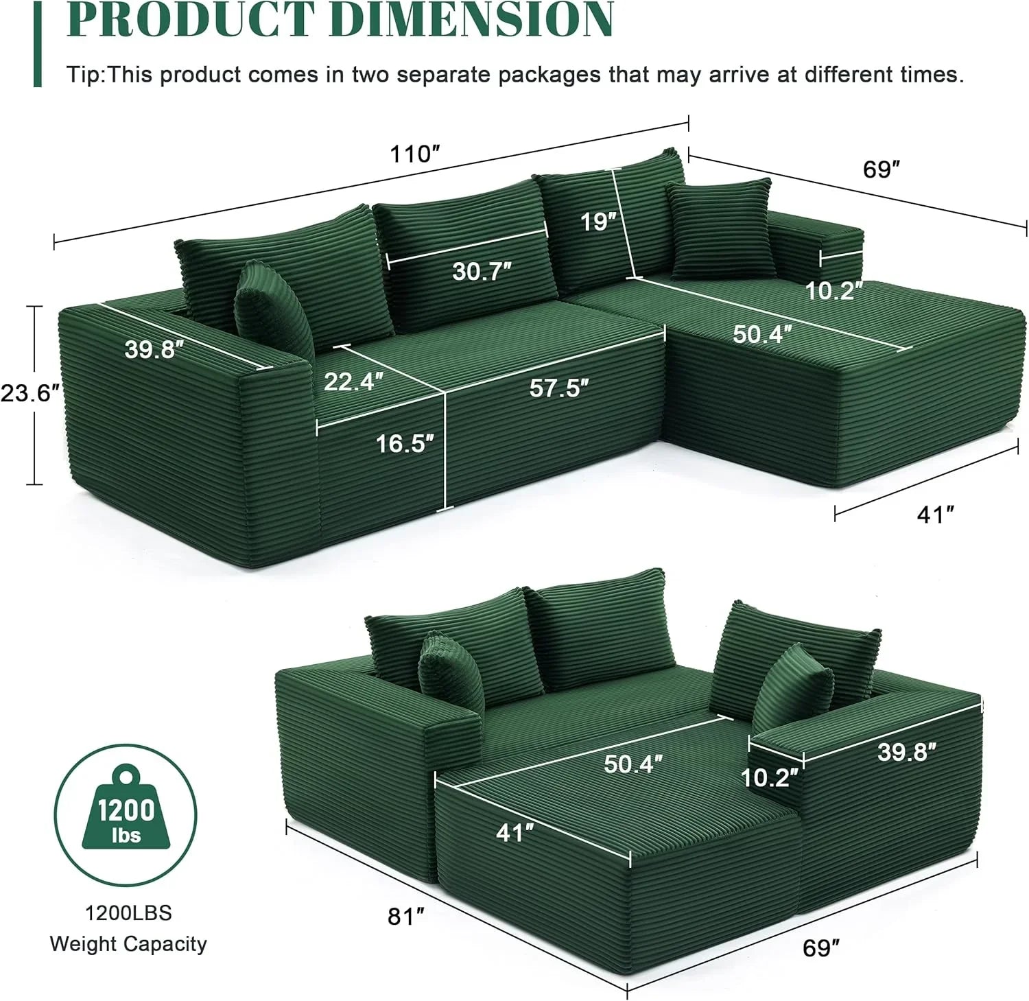 110-inch cloud sofa boneless sofa in the living room modular sofa with deep seats