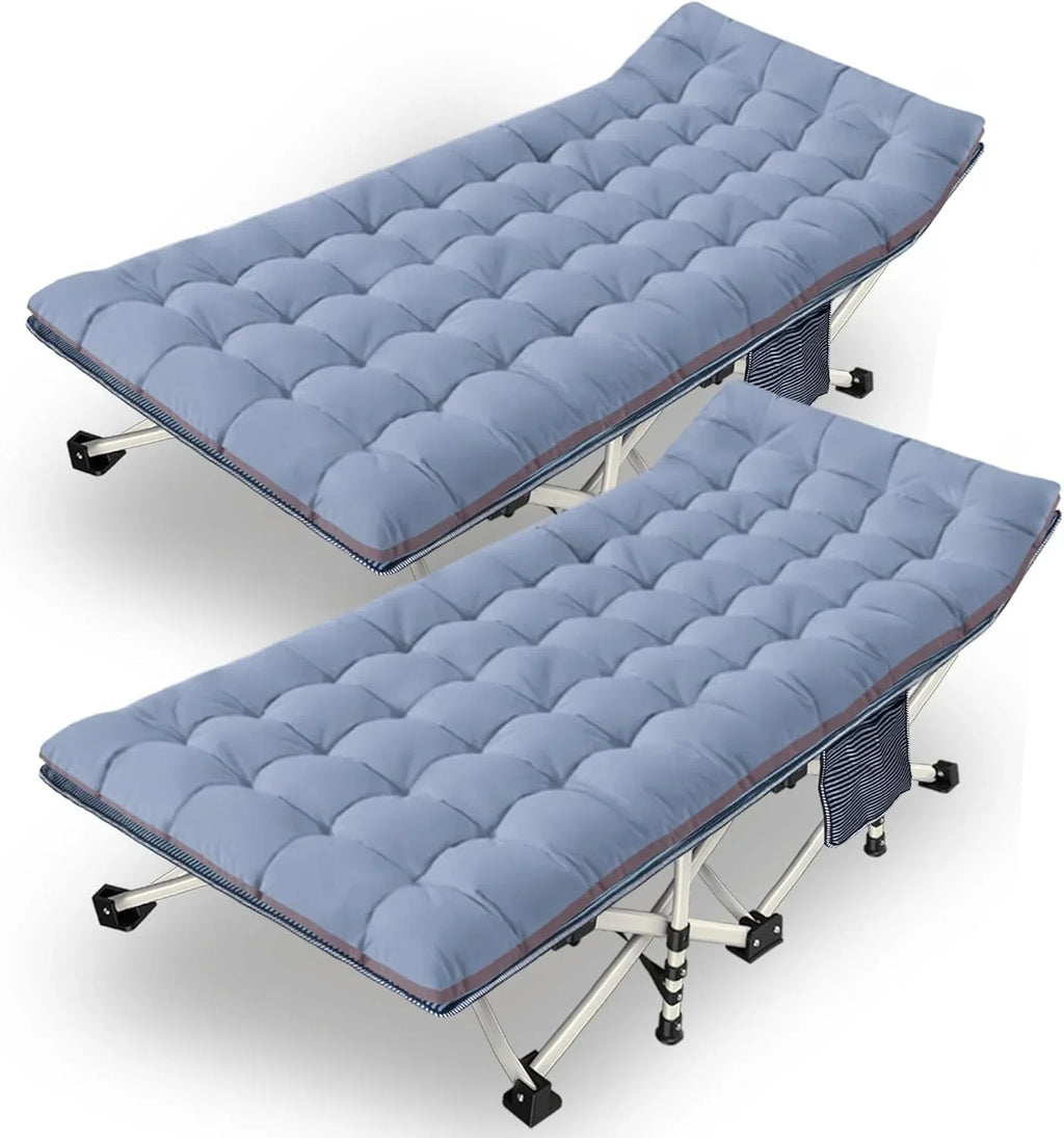 2-Pack Camping Cots with Mattress Comfortable Folding Bed Heavy Duty Baby Cot