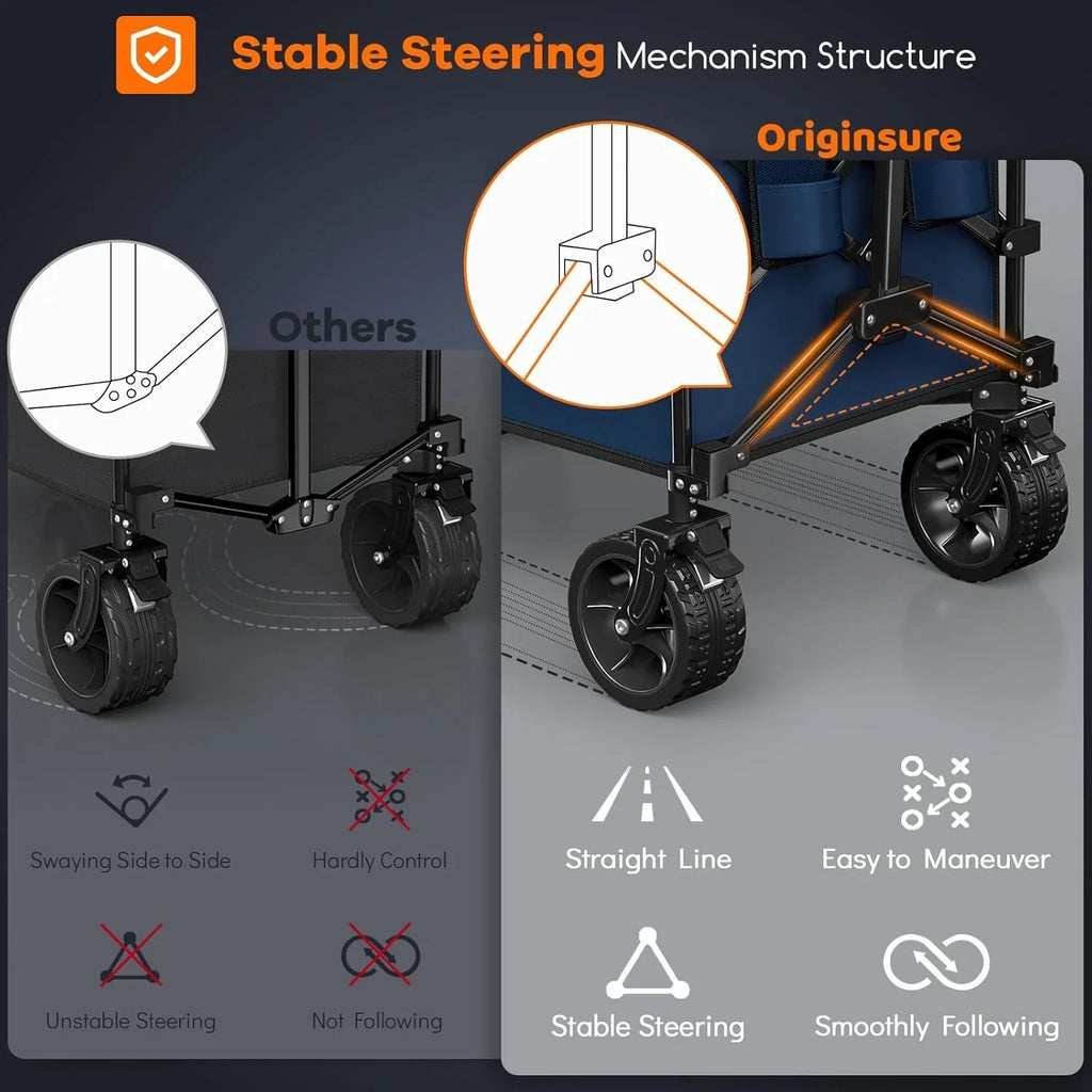 38 long foldable four-wheel stroller 460 lb capacity 220 liter folding beach stroller
