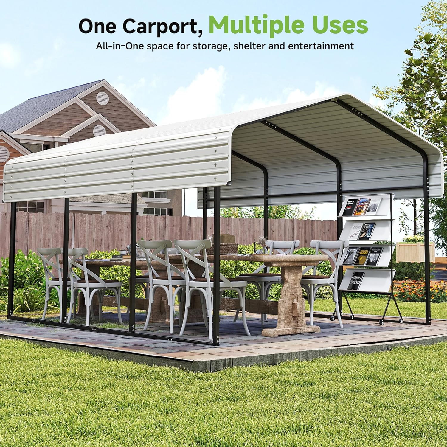 10x15 Heavy Duty Metal Carport Outdoor Garage Car Shelter Shade with Heavier Frame
