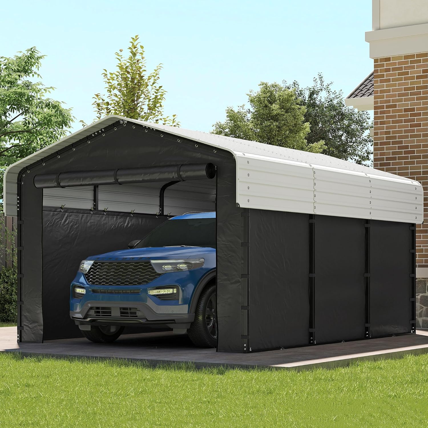 10x15 Heavy Duty Metal Carport Outdoor Garage Car Shelter Shade with Heavier Frame