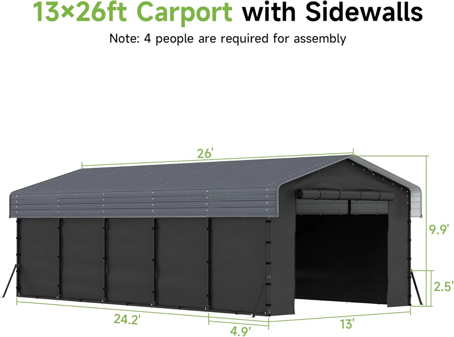 10x15 Heavy Duty Metal Carport Outdoor Garage Car Shelter Shade with Heavier Frame