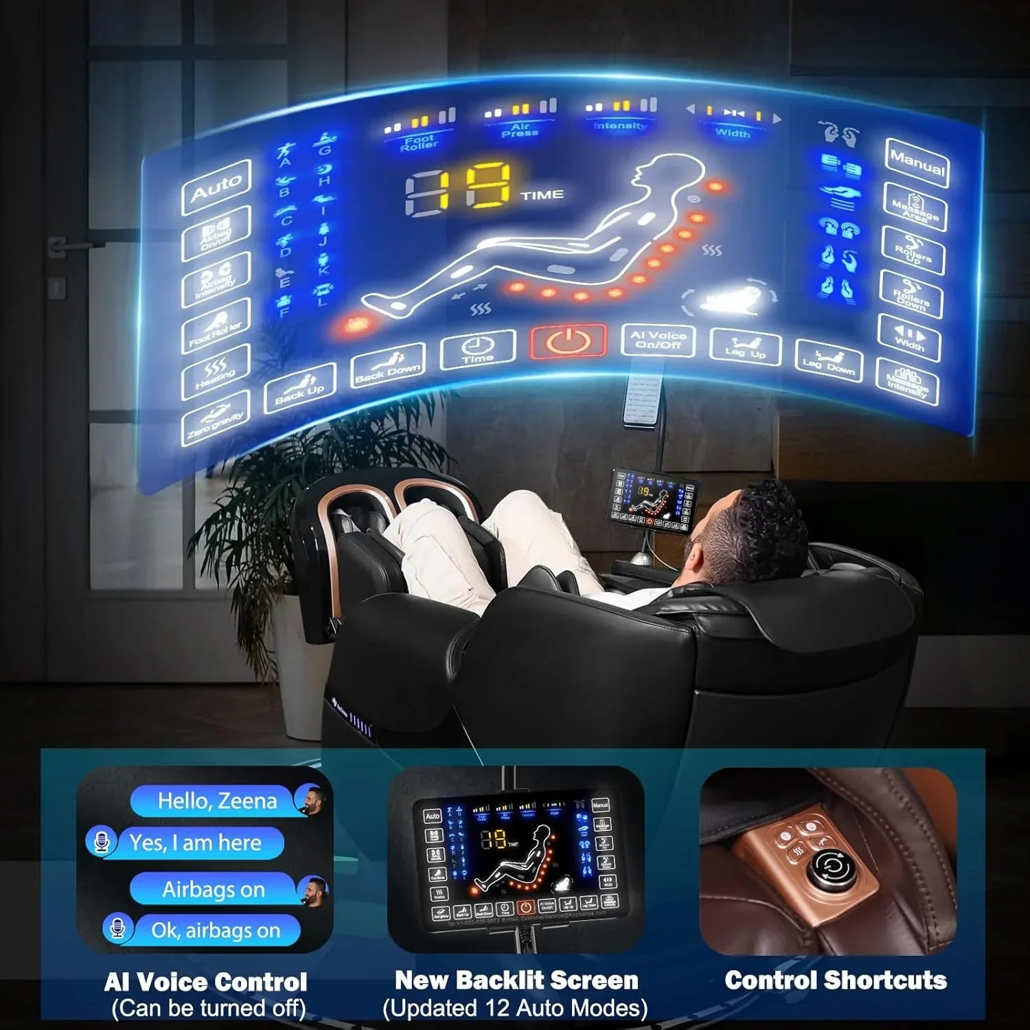 2025 Massage Chair Full Body Zero Gravity SL-Track Shiatsu Massage Recliner Chair with Heat
