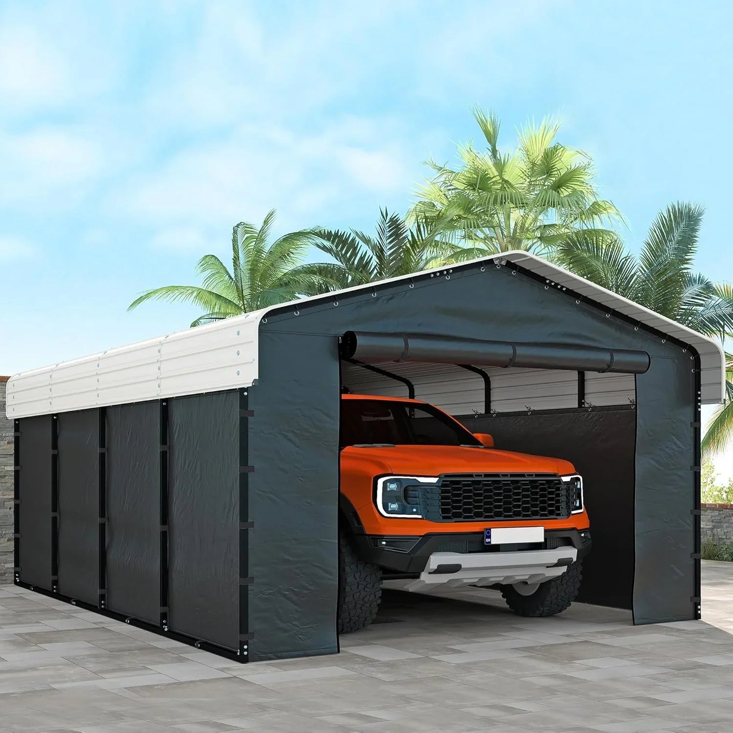 10x15 Heavy Duty Metal Carport Outdoor Garage Car Shelter Shade with Heavier Frame