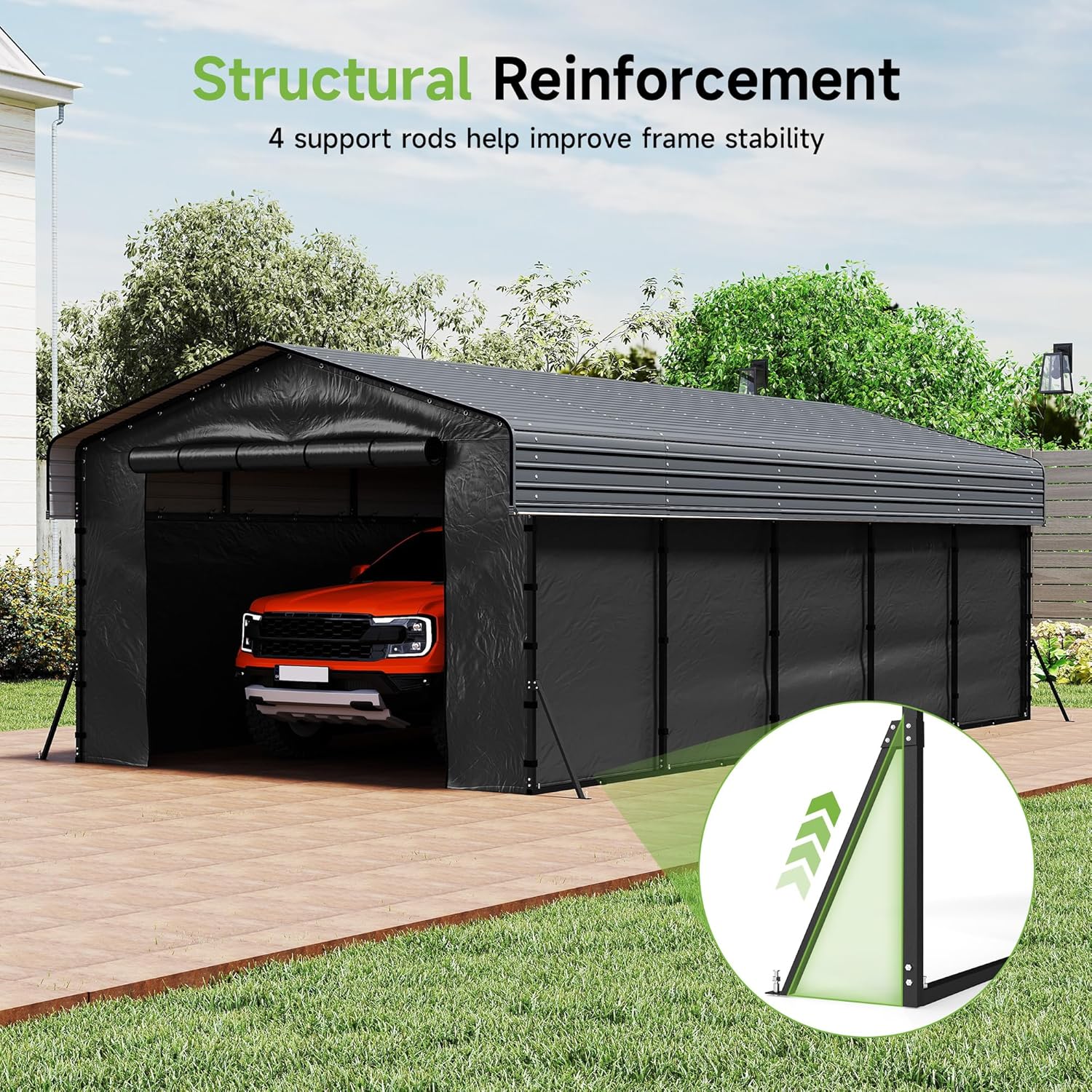 10x15 Heavy Duty Metal Carport Outdoor Garage Car Shelter Shade with Heavier Frame