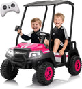 24V 7AH Childrens Golf Cart with Remote Control Removable Awning 4-Wheel Spring Suspension