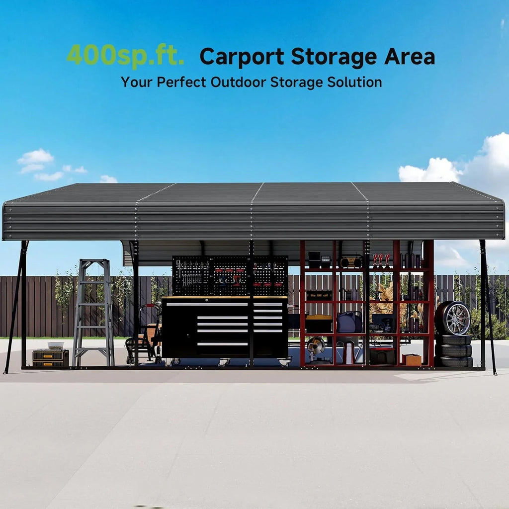 10x15 Heavy Duty Metal Carport Outdoor Garage Car Shelter Shade with Heavier Frame
