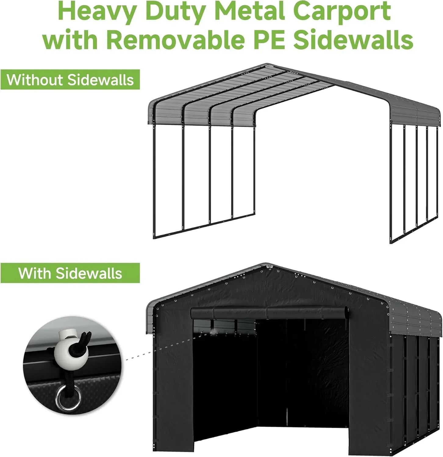 10x15 Heavy Duty Metal Carport Outdoor Garage Car Shelter Shade with Heavier Frame