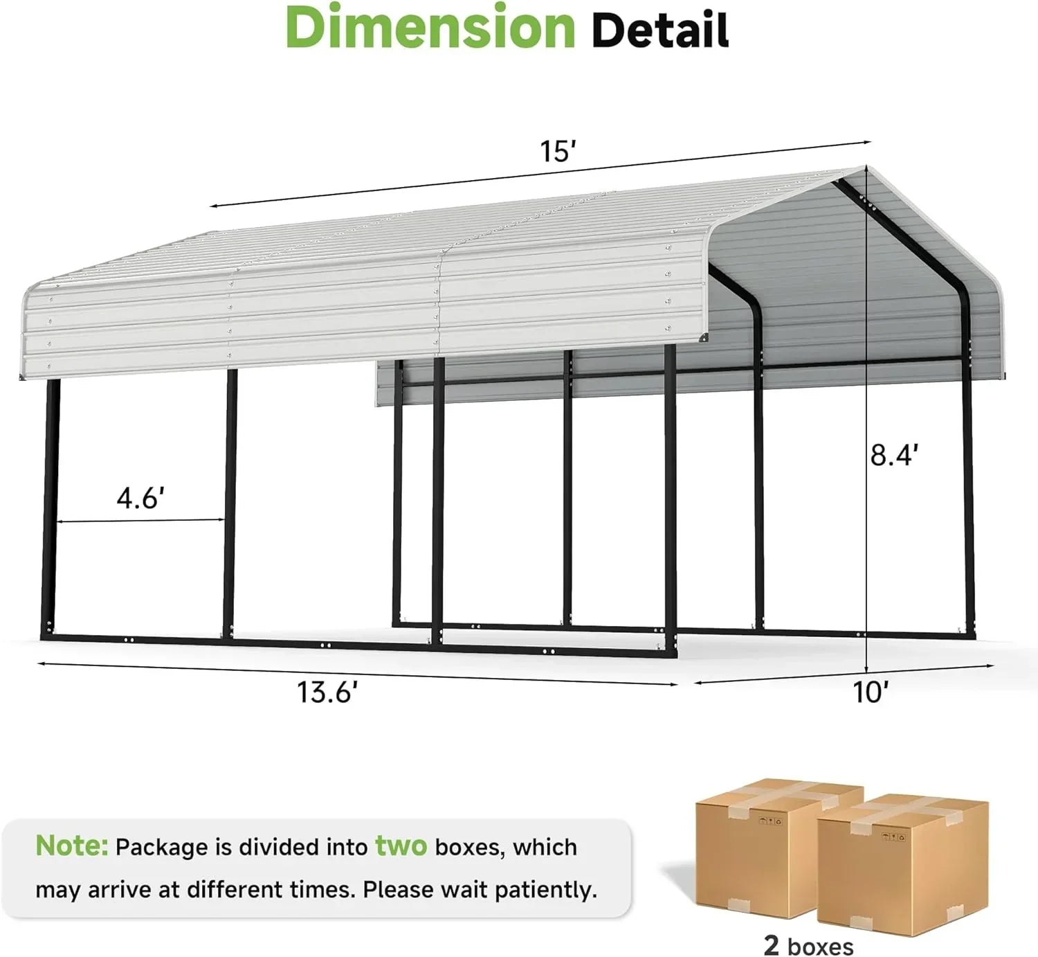 10x15 Heavy Duty Metal Carport Outdoor Garage Car Shelter Shade with Heavier Frame