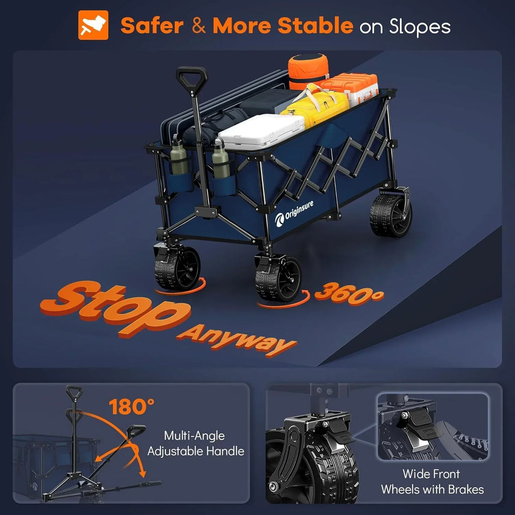 38 long foldable four-wheel stroller 460 lb capacity 220 liter folding beach stroller