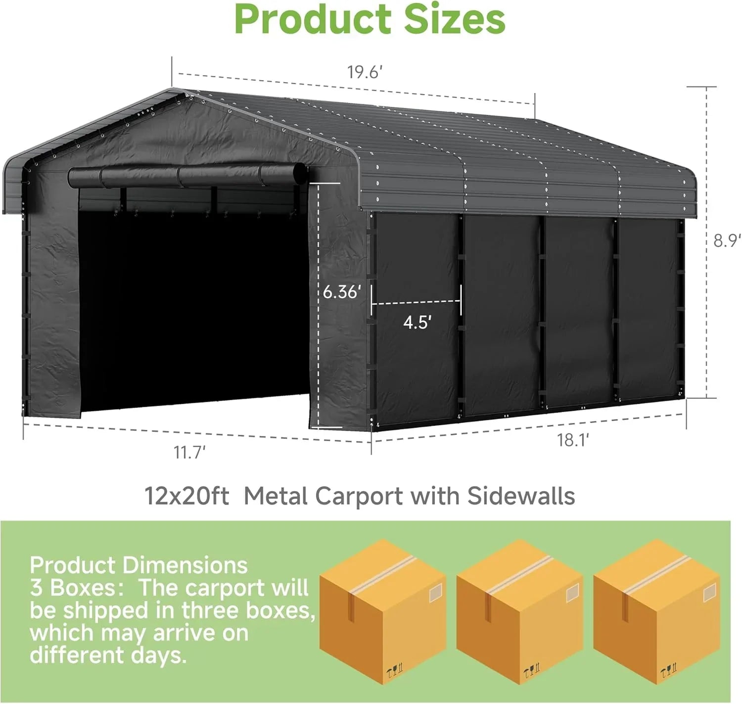 10x15 Heavy Duty Metal Carport Outdoor Garage Car Shelter Shade with Heavier Frame