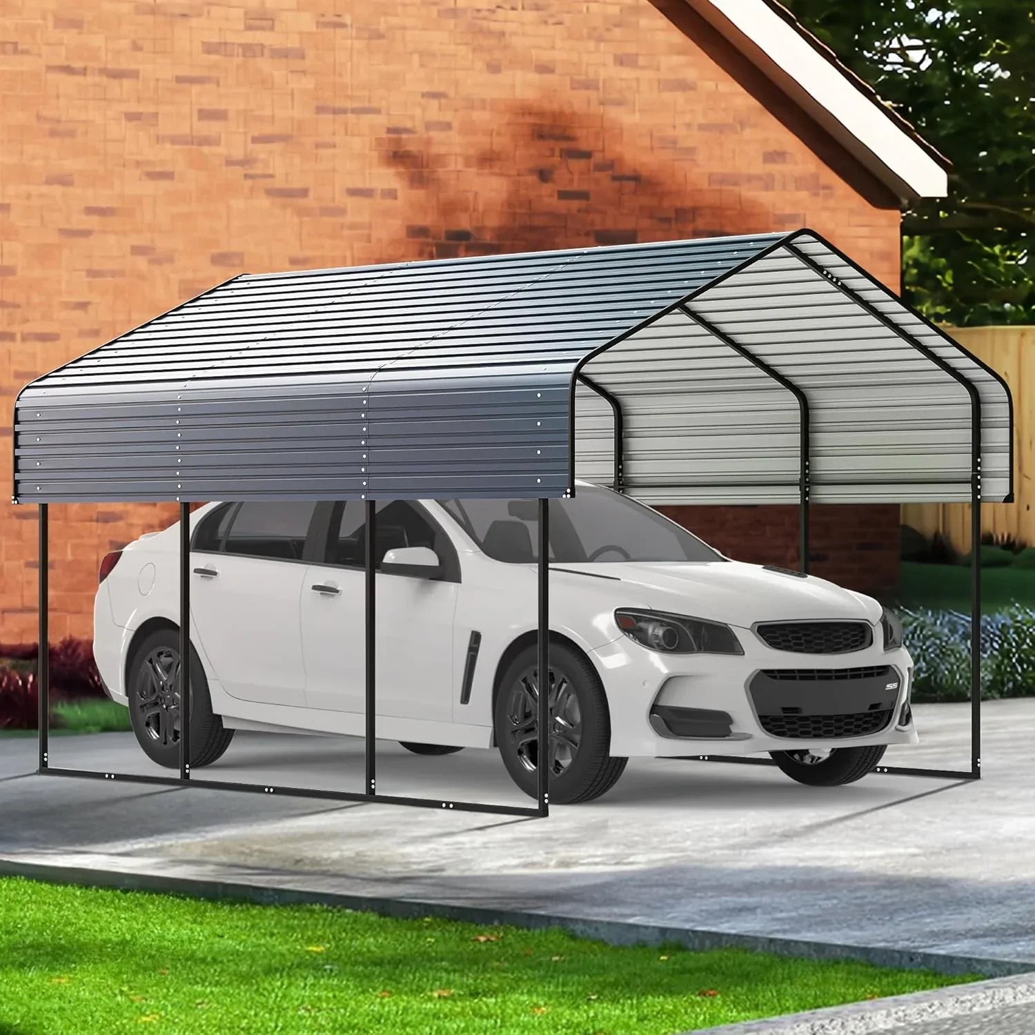 10x15 Heavy Duty Metal Carport Outdoor Garage Car Shelter Shade with Heavier Frame