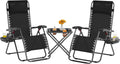 3PCS Zero Gravity Recliner Portable Outdoor Reclining Chair Set Side Table Lounge Chairs