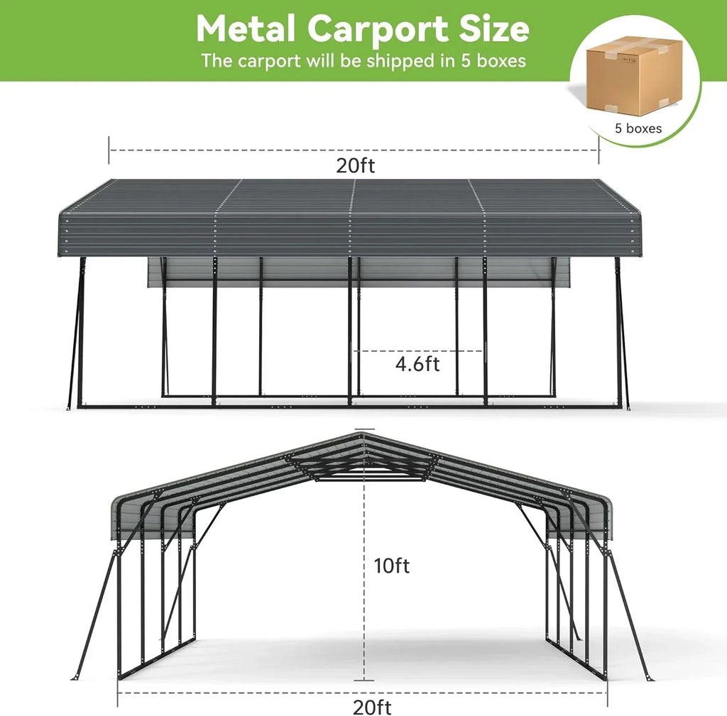 10x15 Heavy Duty Metal Carport Outdoor Garage Car Shelter Shade with Heavier Frame