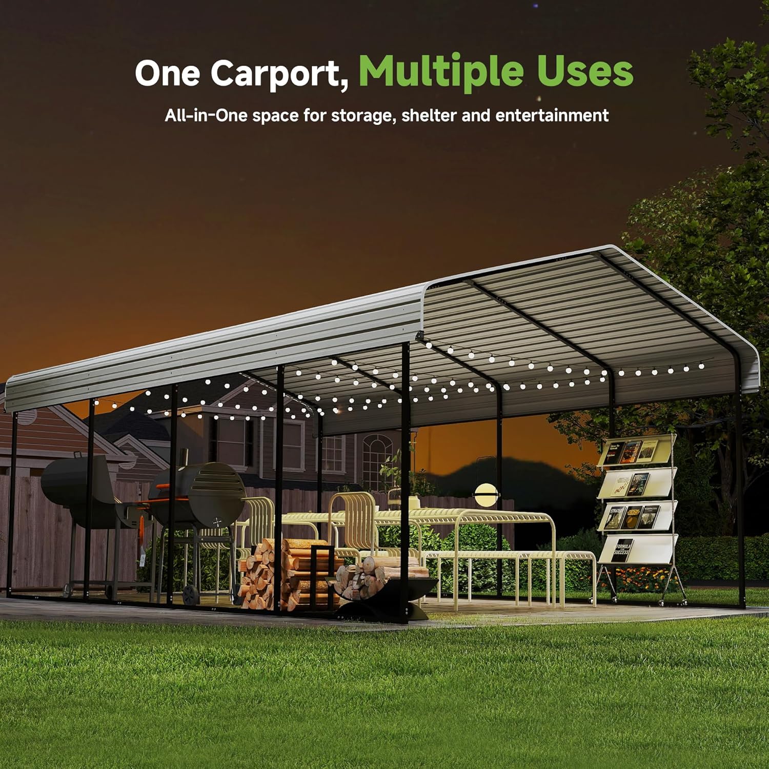 10x15 Heavy Duty Metal Carport Outdoor Garage Car Shelter Shade with Heavier Frame