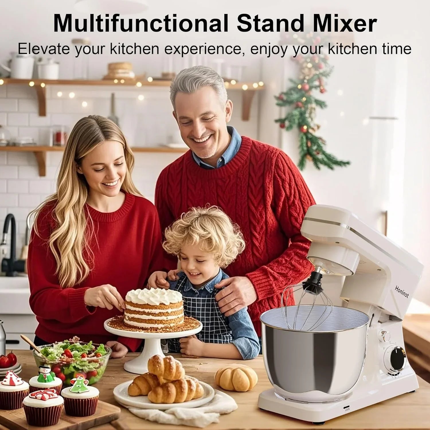 10-Speed Stand Mixer with 8-in-1 Splash Guard Tilt Head 6-Quart Stainless Steel Bowl