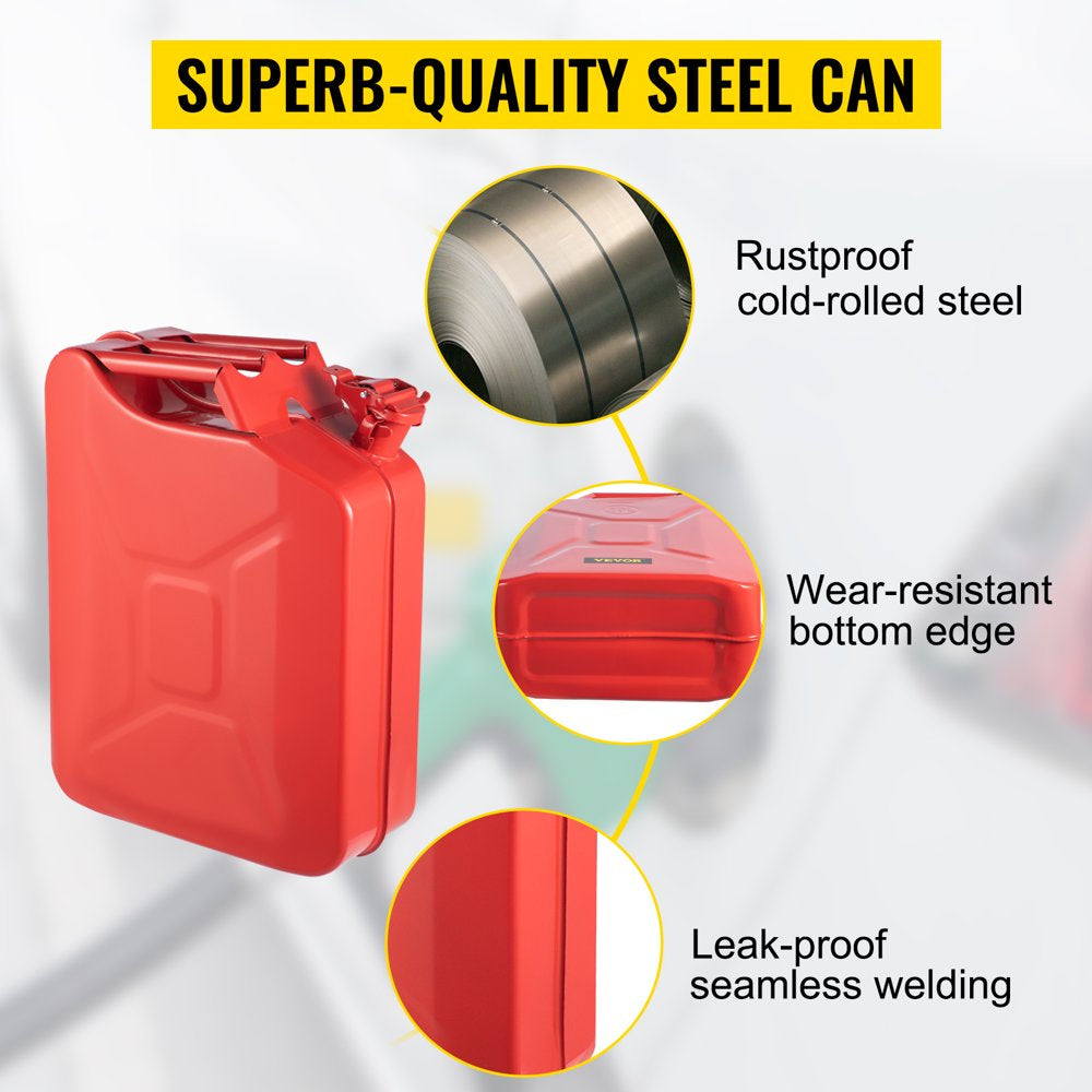VEVOR Jerry Fuel Can with Flexible Spout System, 5.3 Gallon/20 L