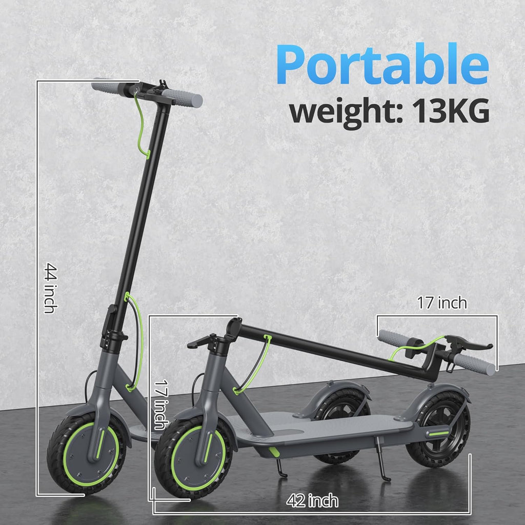 Electric Scooter - 8.5" Solid Tires, 350W Motor, Up to 19 MPH and 21-23 Miles Long-Range Portable Foldable Commuting Scooter for Adults with Double Braking System and App