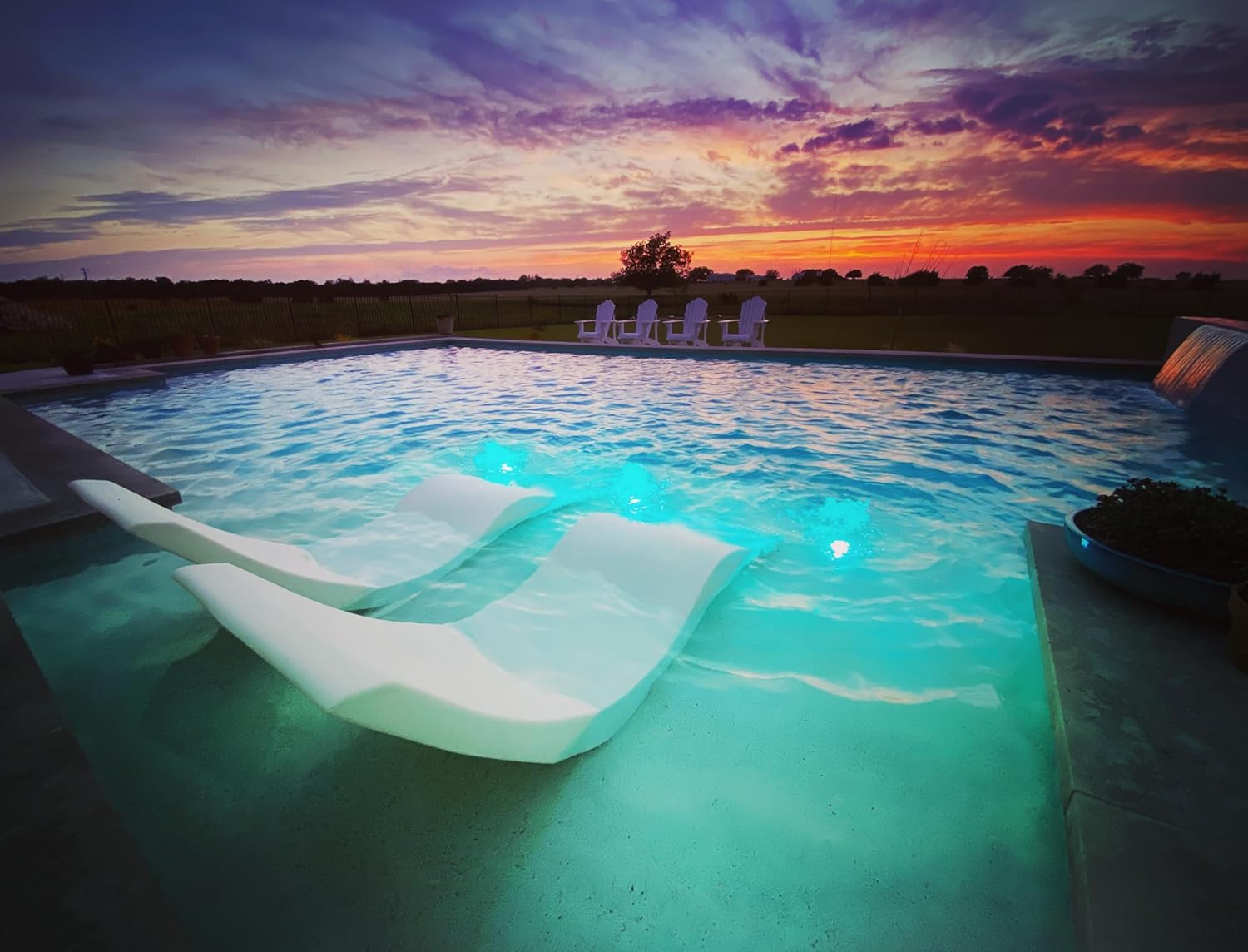 Classic White - in-Pool Chaise Lounger – Designed for Water Depths Up to 9" – Aqua Outdoors – Set of 2 – Compatible with All Pool Types - Poolside & Sun Deck Tanning