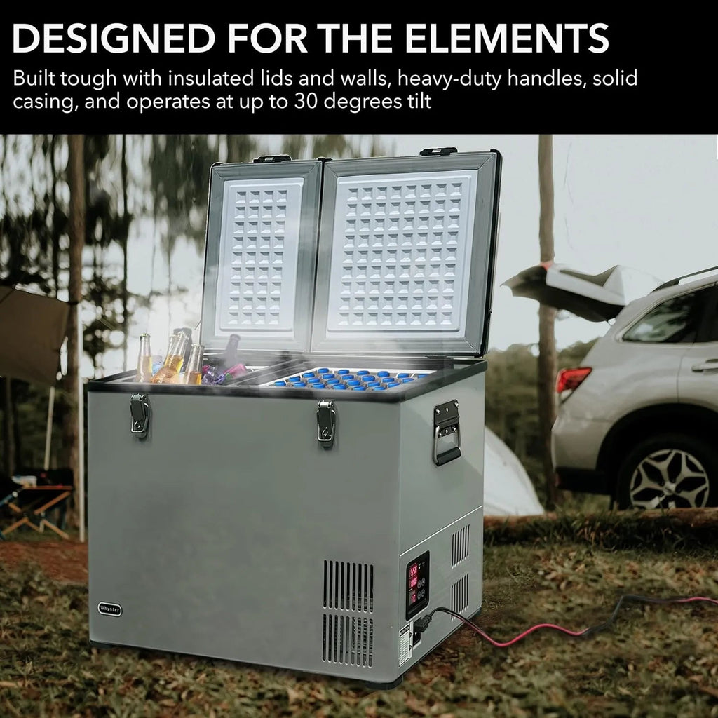 FM-65G 65 Quart Portable Refrigerator and Deep, AC 110V/ DC 12V, Real Chest Freezer for Car, Home, Camping, and RV with-8掳F to 50掳F Temperature Range, Gray, One Size