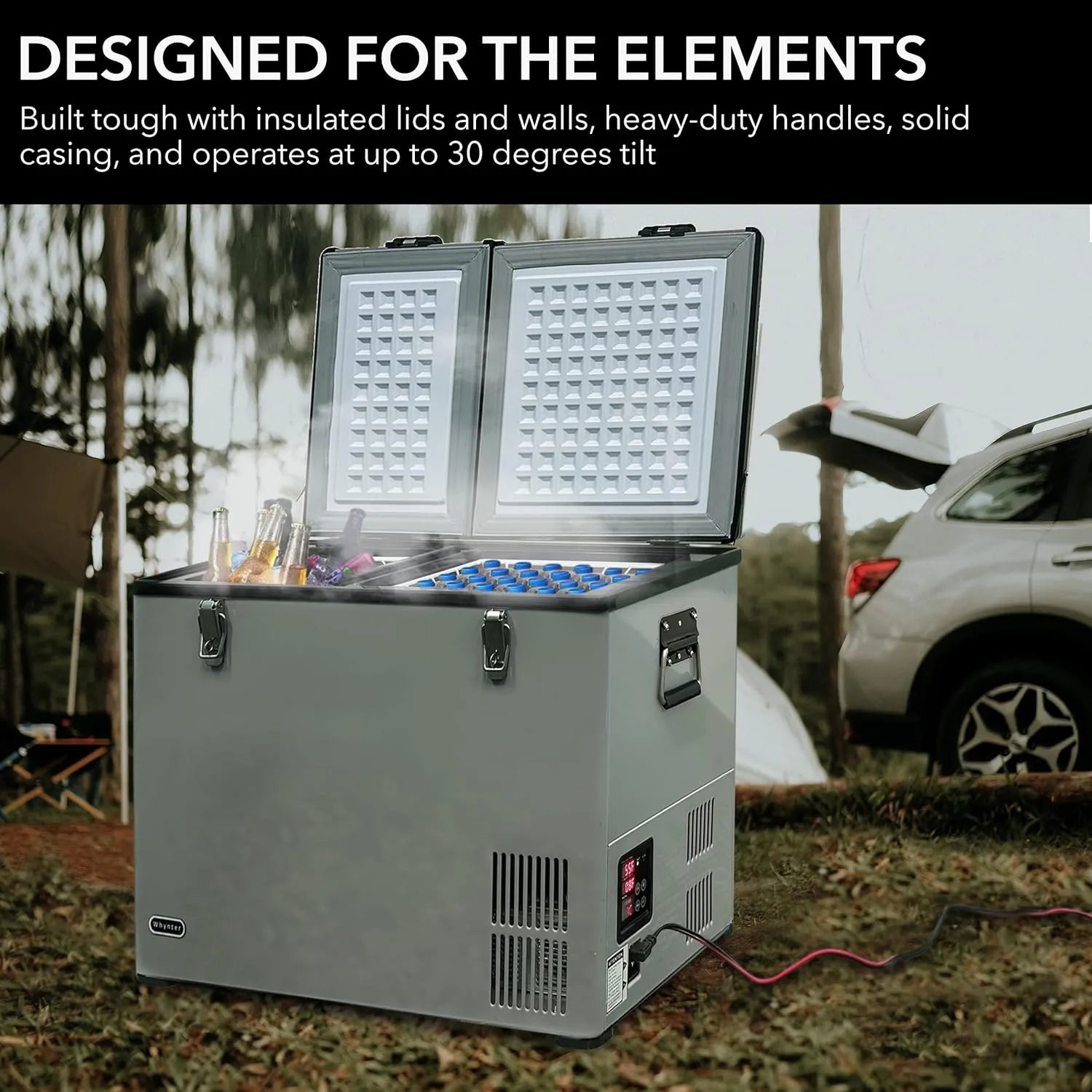 FM-65G 65 Quart Portable Refrigerator and Deep, AC 110V/ DC 12V, Real Chest Freezer for Car, Home, Camping, and RV with-8掳F to 50掳F Temperature Range, Gray, One Size