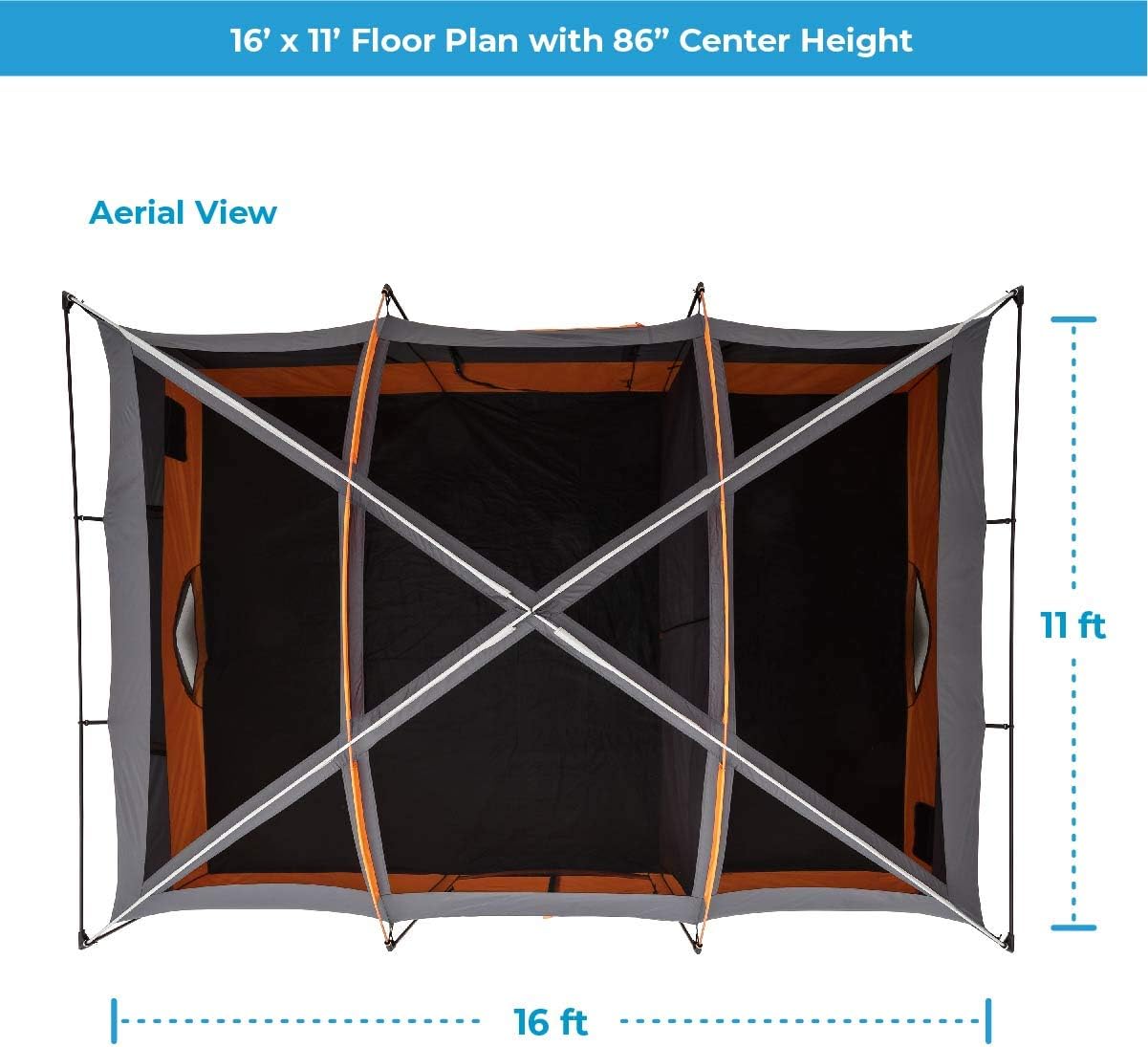 CORE Straight Wall Cabin Tents | 10 Person / 11 Person / 12 Person Large Multi Room Family Tents for Car Camping & Outdoor Adventures