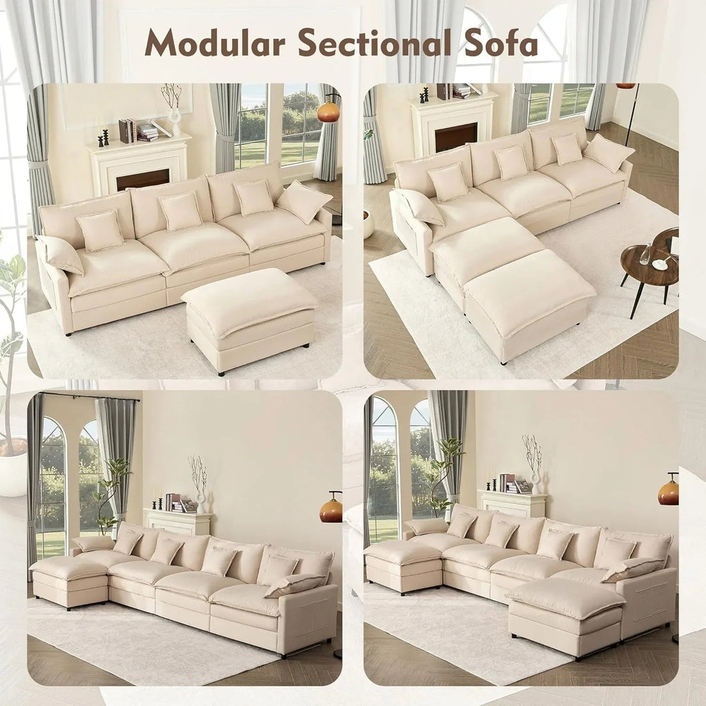 108 Inch U Shape Sofa Sectional Sofa Comfortable Cloud Sofa Living Room Deep Seat Sofa