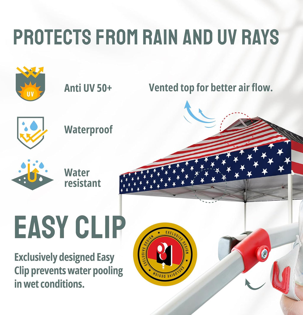 10x10 Pop-Up Awning - One-Click Installation Beach Tent - Outdoor Sunshade Silver Coated Top, 3 Heights and 4 Sand Pockets