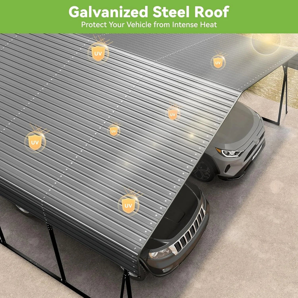 10'x15' Heavy Duty Metal Carport Outdoor Garage Car Shelter Shade with Heavier Frame