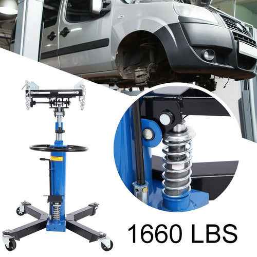 1660 Pounds Hydraulic Car Transmission Jack Vertical Lift with 360掳 Swivel Wheel Pedal ,Blue,33"-70"(0.75Ton)
