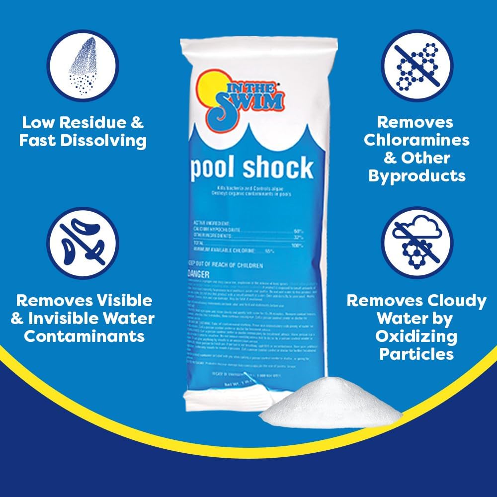 In The Swim Pool Shock 68% Cal-Hypo Granular Sanitizer for Crystal Clear Water Defends Against Bacteria, Algae, and Microorganisms