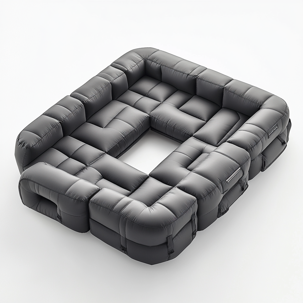 Padic Modular Inflatable Sofa - Industrial Grade Sectional - Professional Grade Interlocking Design - Space Saving Portable Furniture - Matte Black
