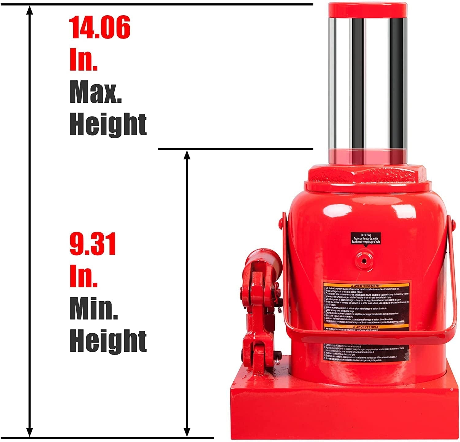 BIG RED 50 Ton Low Profile Hydraulic Bottle Jack – Welded Construction for Automotive & Heavy Lifting