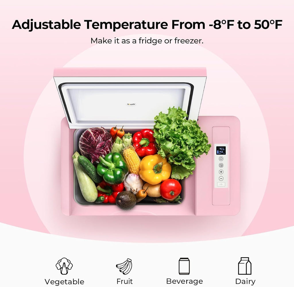 BougeRV 12 Volt Refrigerator 12V Car Fridge 23 Quart Portable Freezer Compressor Cooler 12/24V DC 110~240 Volt AC for Truck Van RV Camper SUV Travel Camping Road Trips Tailgating -7℉~50℉