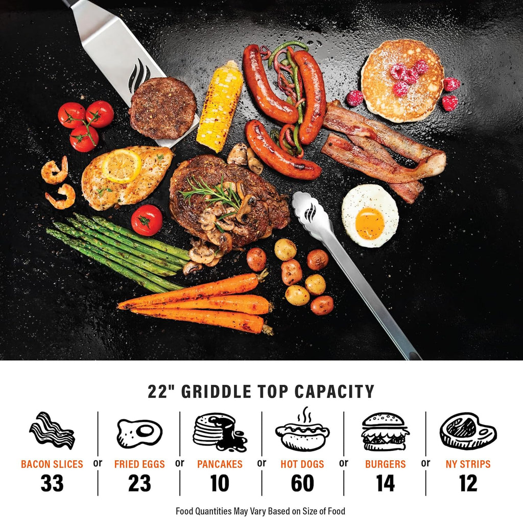 Blackstone 1666 22" Tabletop Griddle with Stainless Steel Faceplate, Powder Coated Steel, Black
