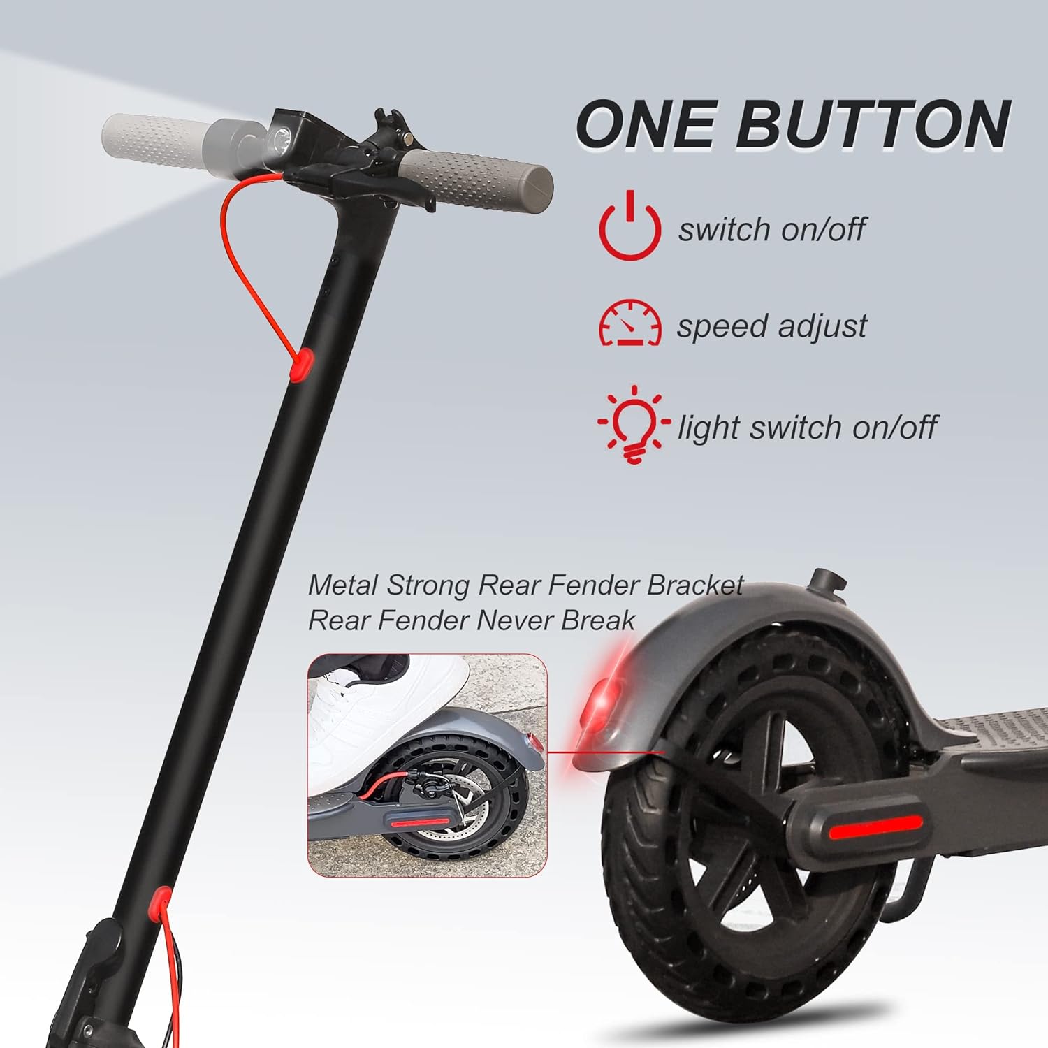 Electric Scooter - 8.5" Solid Tires, 350W Motor, Up to 19 MPH and 21-23 Miles Long-Range Portable Foldable Commuting Scooter for Adults with Double Braking System and App