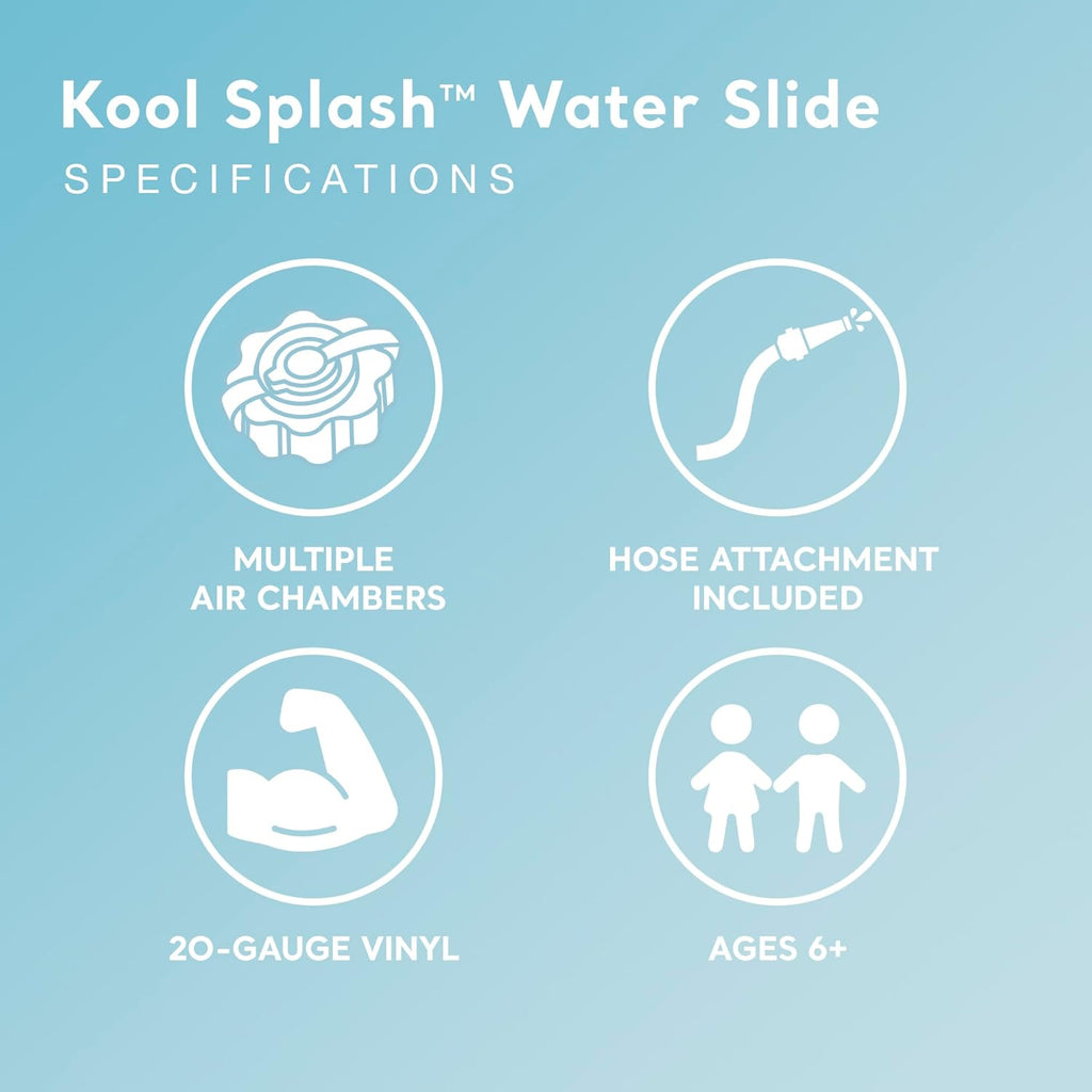 Intex Kool Splash Inflatable Water Slide Swimming Pool Play Center with Built in Sprayers for Kids and Adults, Ages 6 and Up, Blue